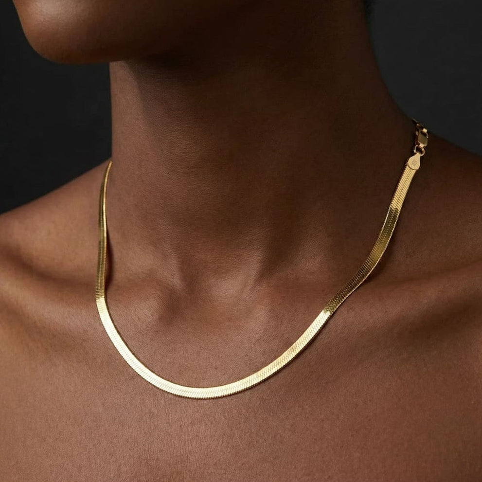 925S SILVER 18K GOLD "HERRINGBONE" KETTE - ICERAIN JEWELRY