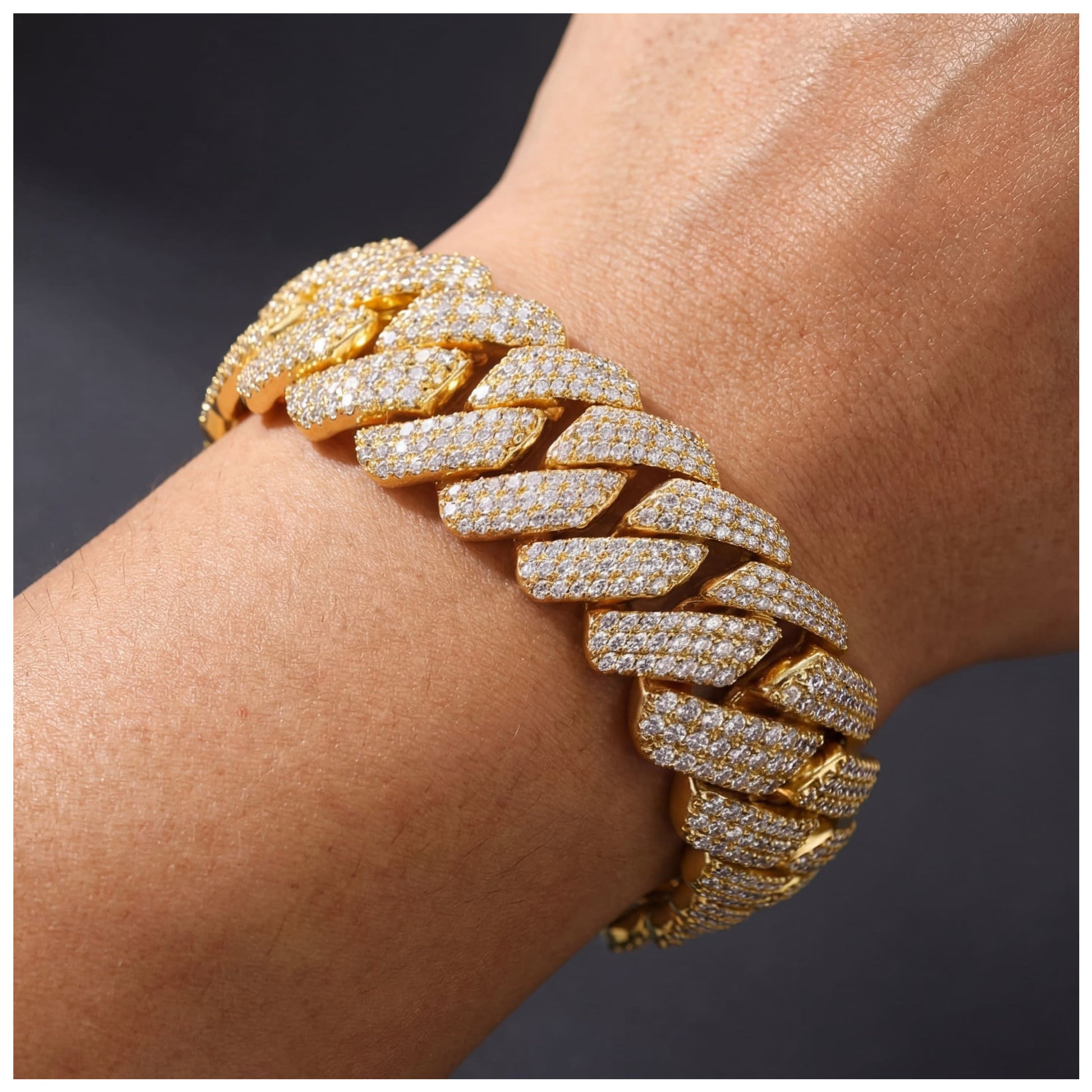 ICED OUT 25MM "GOLD PRONG CUBAN" ARMBAND - ICERAIN JEWELRY