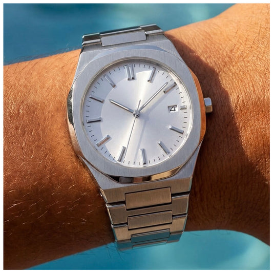 EDELSTAHL AUTOMATIK "WHITE PATTERY" UHR - ICERAIN JEWELRY