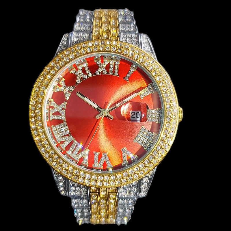 Luxus Designer Iced Out "Regina" Uhr + Box + Armbandkürzer