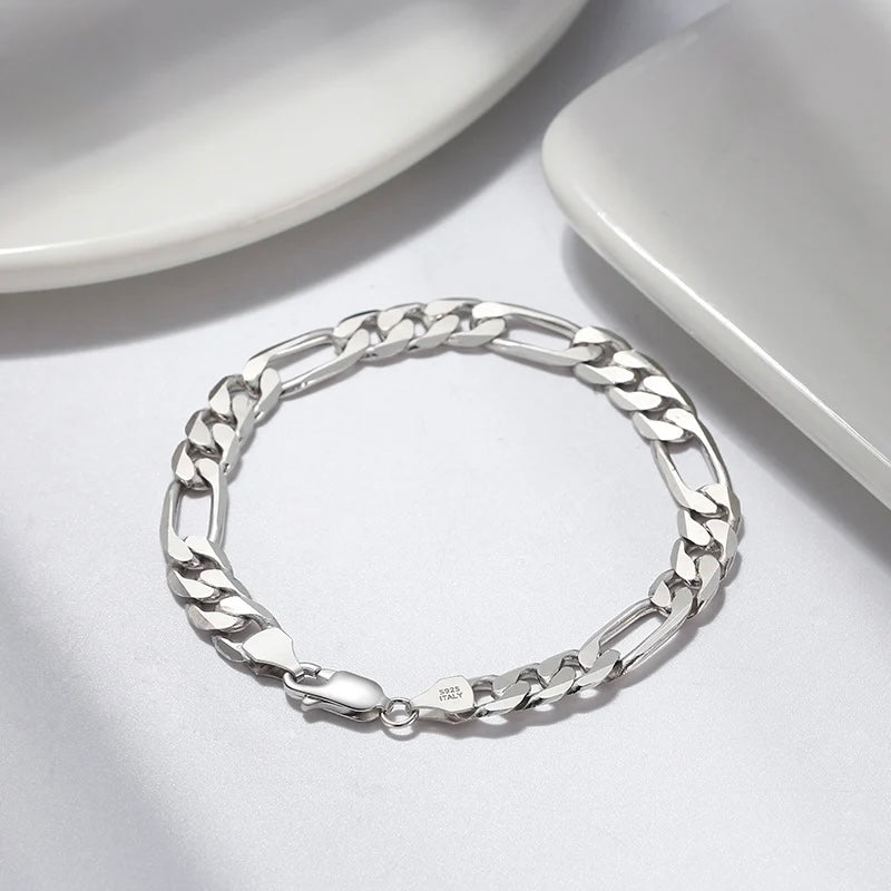 925S SILVER 6,5MM "FIGARO" ARMBAND [PREMIUM VERSION] - ICERAIN JEWELRY