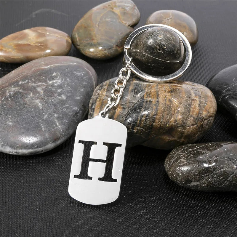 PERSONALISIERTER EDELSTAHL ANFANGSBUCHSTABE "WALLERO" SCHLÜSSELANHÄNGER - ICERAIN JEWELRY