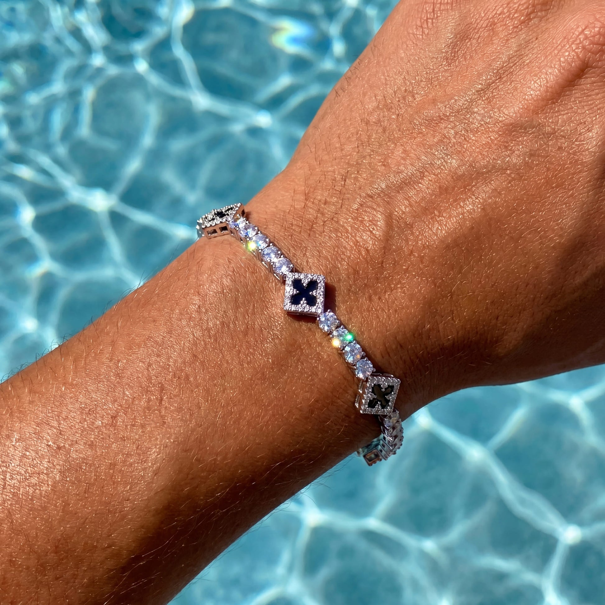 ICED OUT "BLACK CLOVER TENNIS V2" ARMBAND - ICERAIN JEWELRY