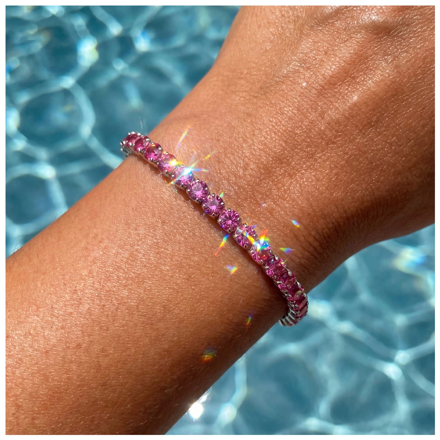 ICED OUT 4MM "MAGENTA TENNIS" ARMBAND - ICERAIN JEWELRY