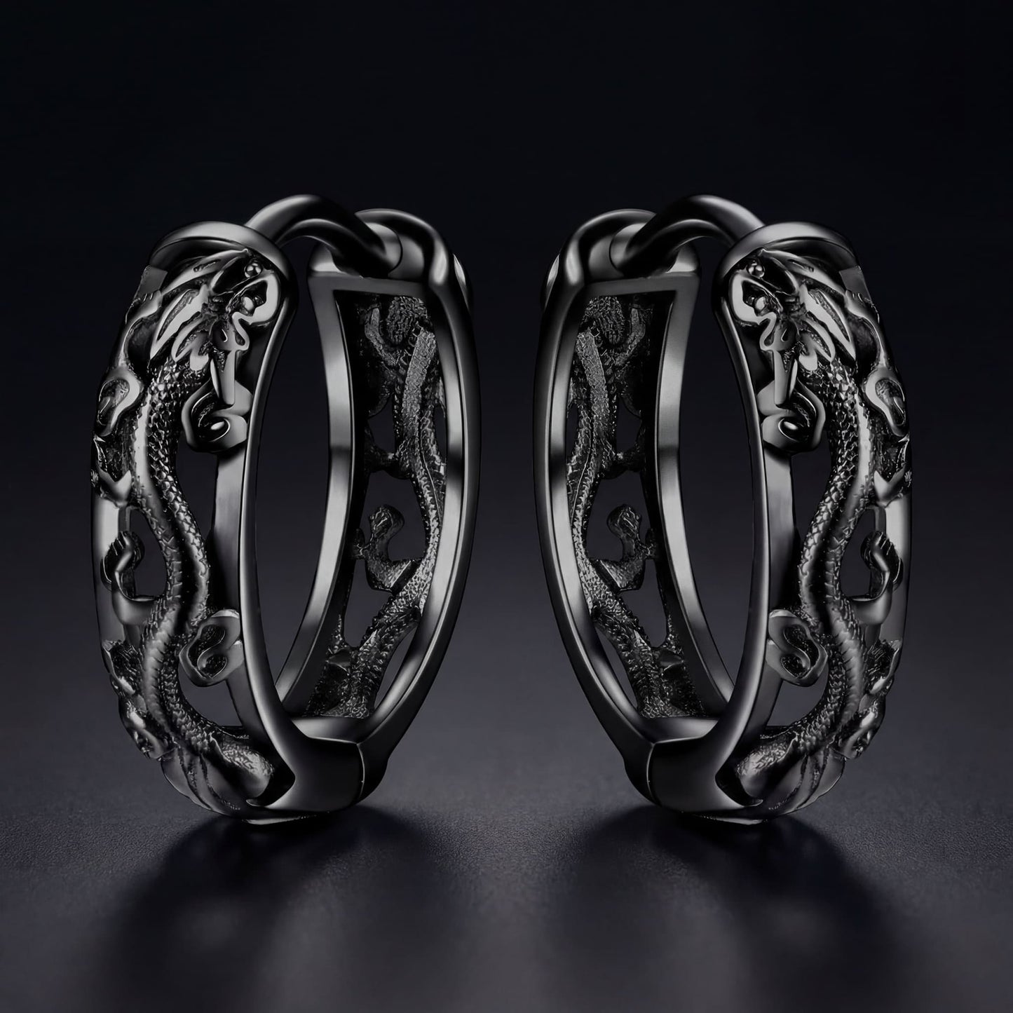 925S SILVER "BLACK DRAGON" OHRRINGE - ICERAIN JEWELRY