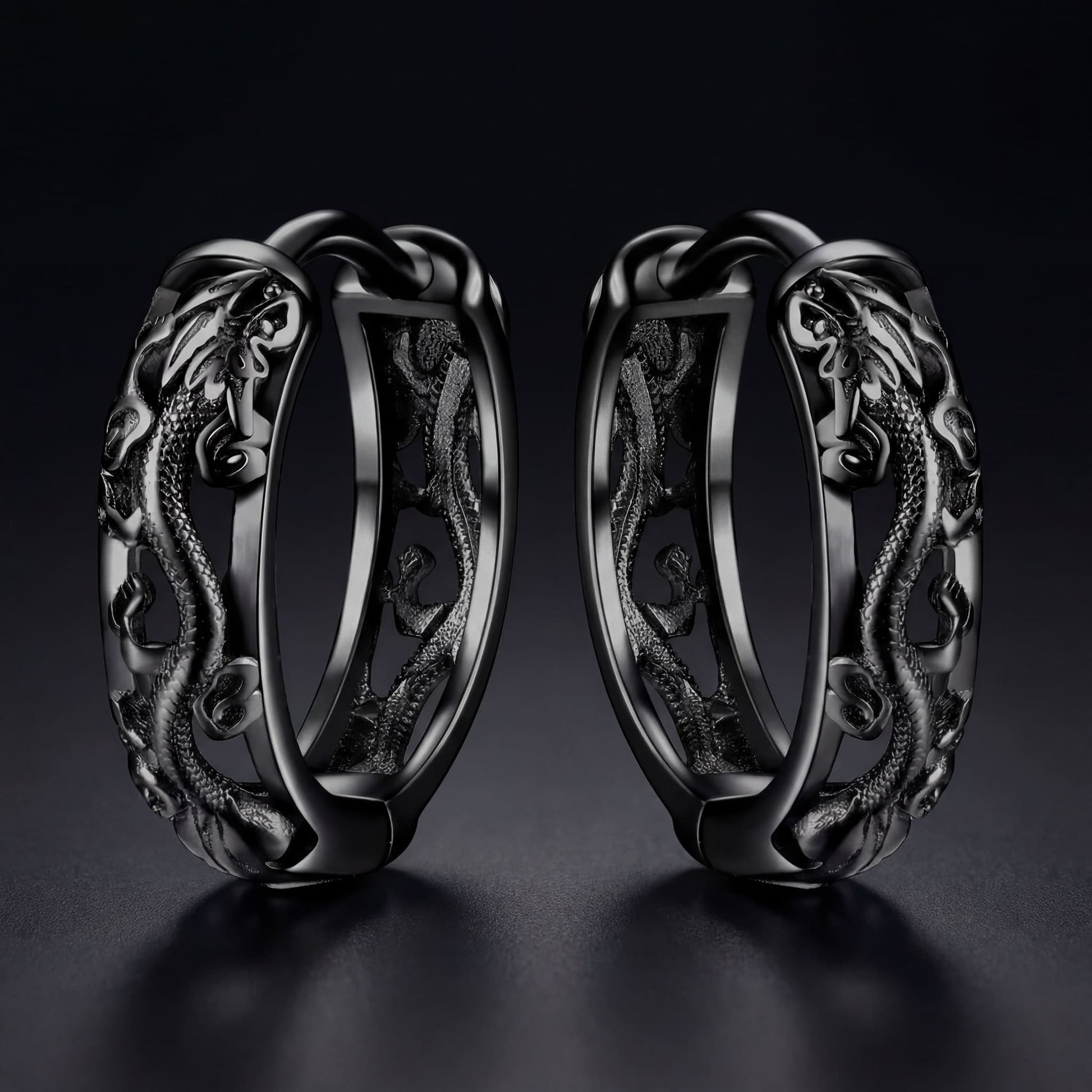 925S SILVER "BLACK DRAGON" OHRRINGE - ICERAIN JEWELRY