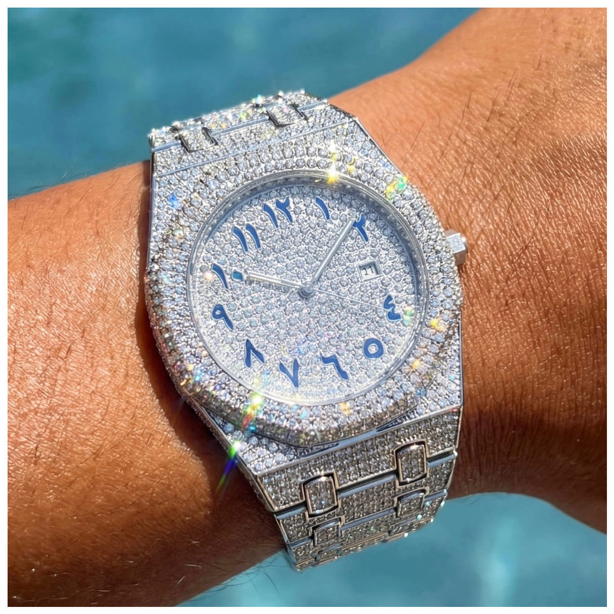 SALE | ICED OUT "SILVER ARABIC V2" UHR - ICERAIN JEWELRY