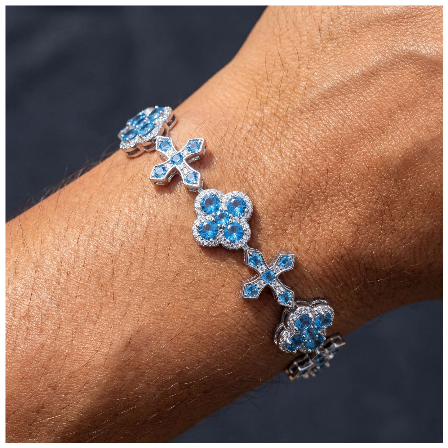 ICED OUT "CLOVER CROSS" ARMBAND - ICERAIN JEWELRY