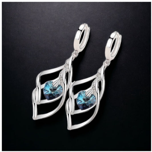 925S SILVER "BLUE HOLLOW" OHRRINGE - ICERAIN JEWELRY