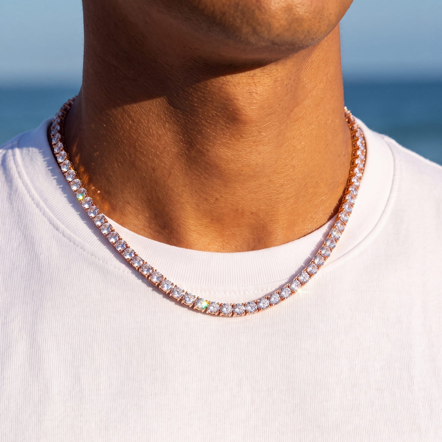 ICED OUT "ROSEGOLD TENNIS" KETTE