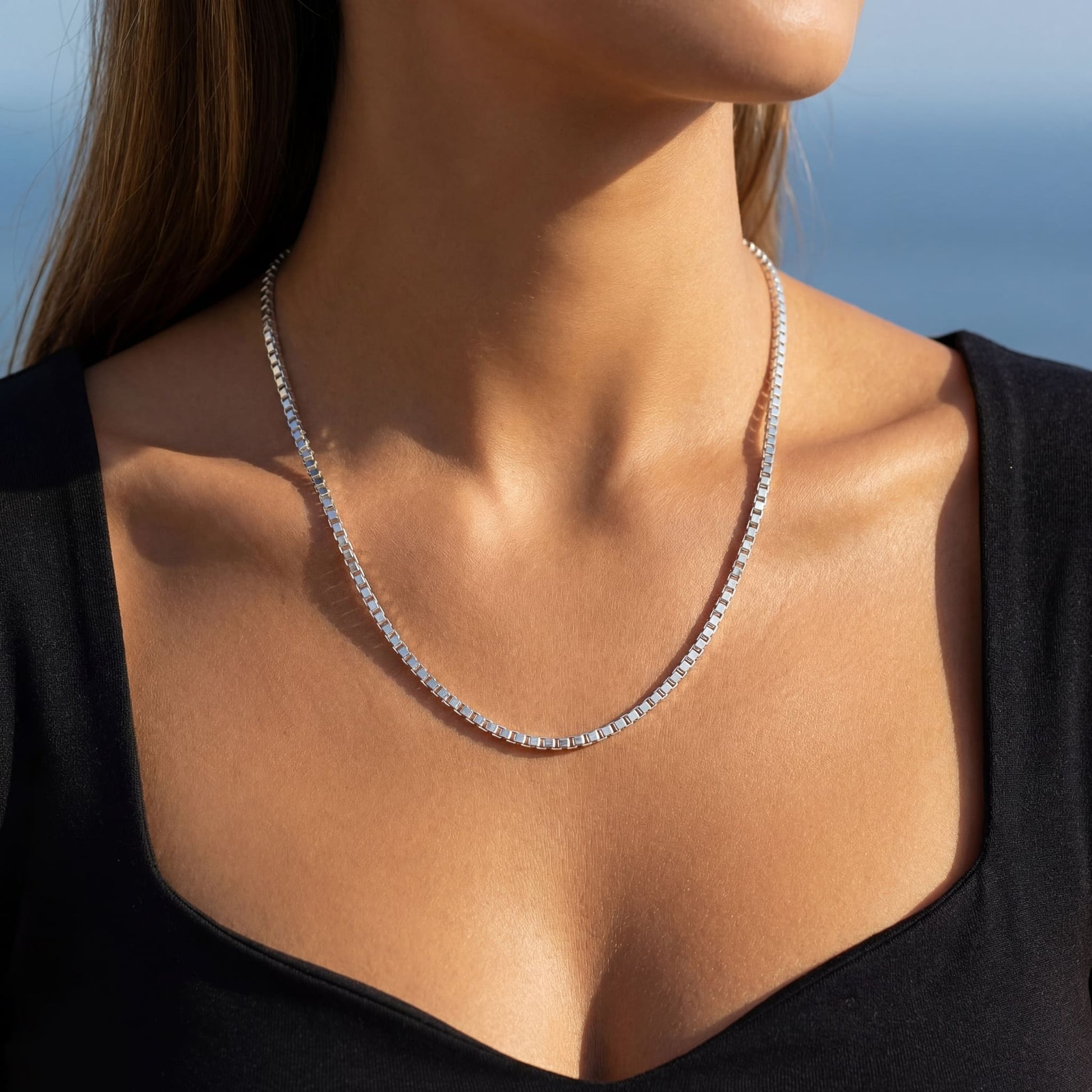 925S SILVER "BOX" KETTE - ICERAIN JEWELRY