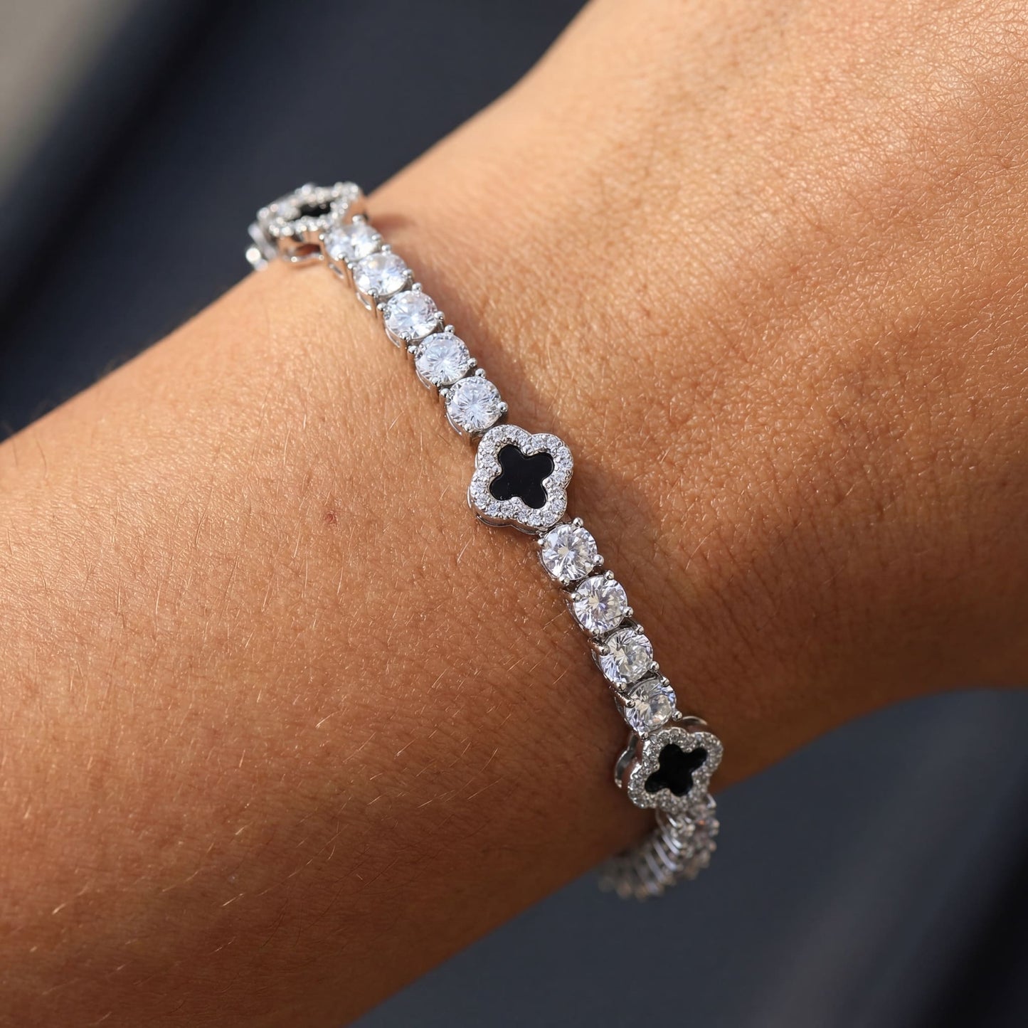 ICED OUT "BLACK CLOVER TENNIS" ARMBAND - ICERAIN JEWELRY