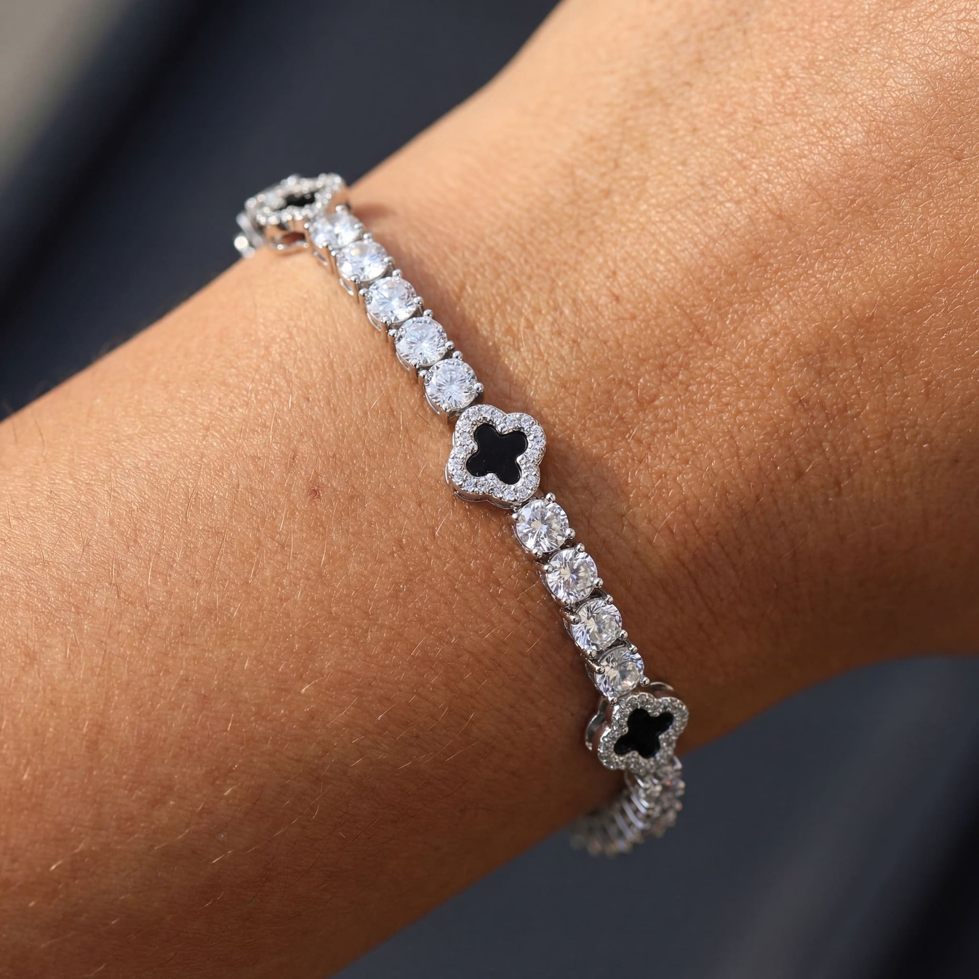 ICED OUT "BLACK CLOVER TENNIS" ARMBAND - ICERAIN JEWELRY