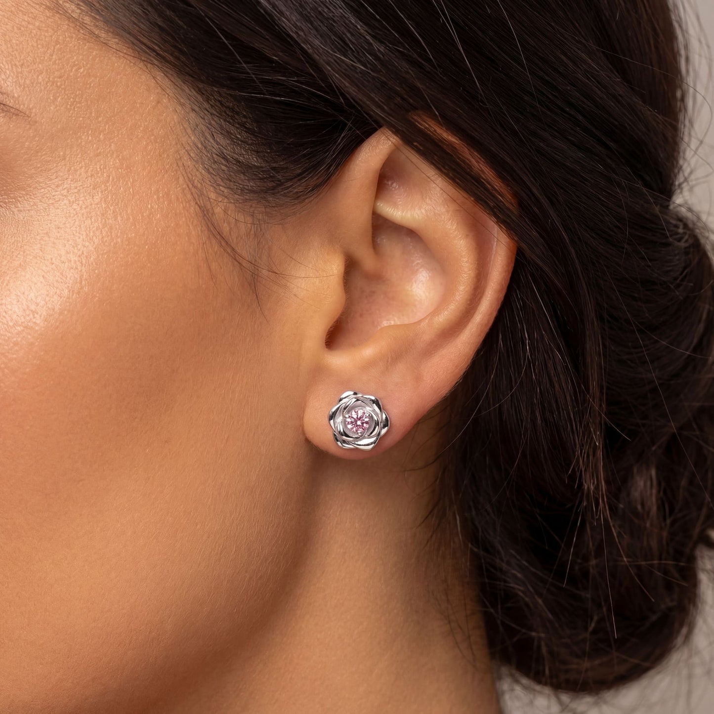 ICED OUT "SILVER/PINK ROSE" OHRRINGE - ICERAIN JEWELRY