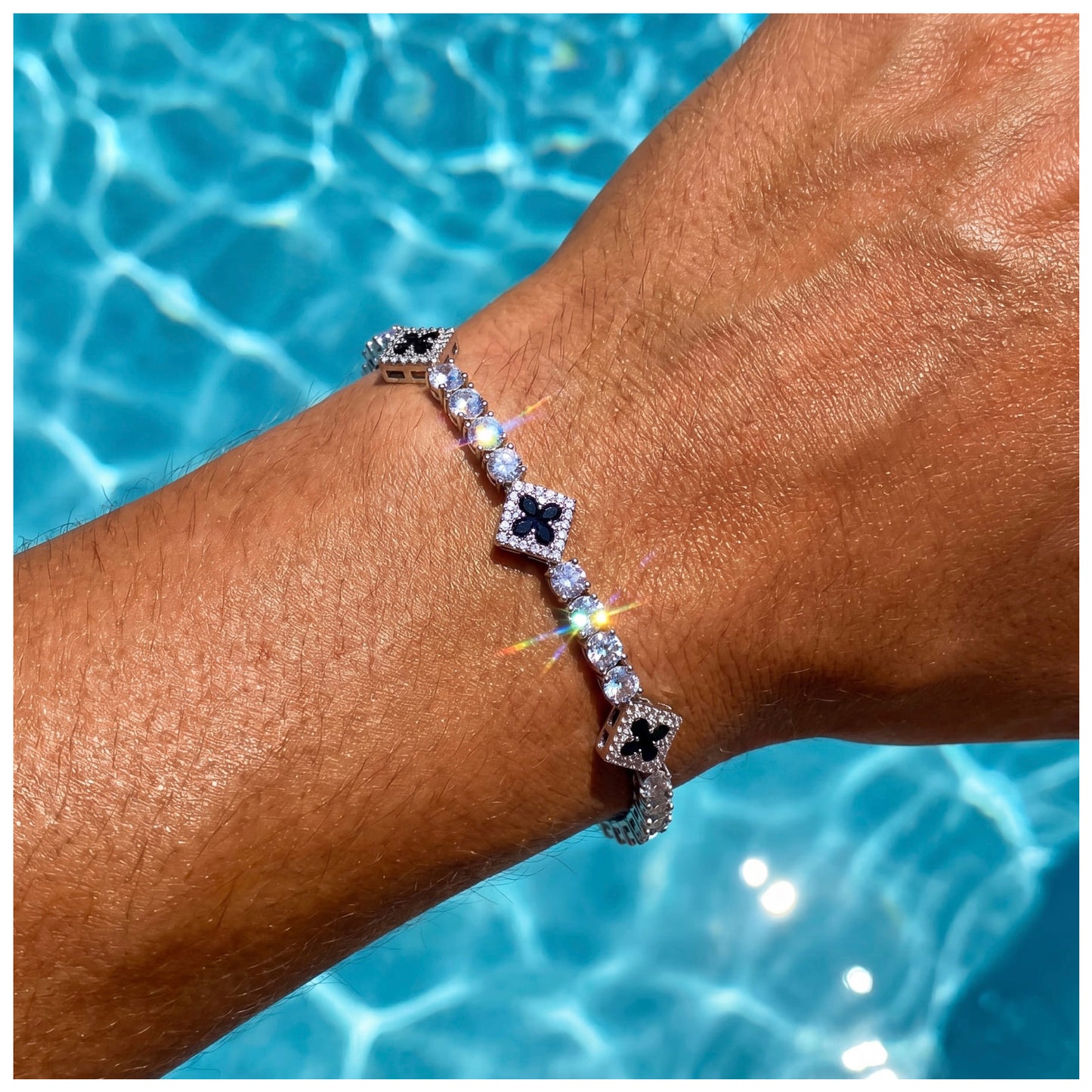 ICED OUT "BLACK CLOVER TENNIS V2" ARMBAND - ICERAIN JEWELRY