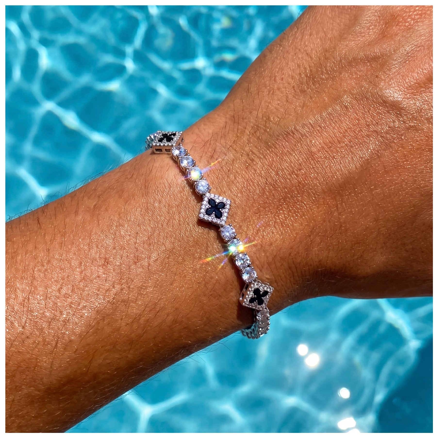 ICED OUT "BLACK CLOVER TENNIS V2" ARMBAND - ICERAIN JEWELRY