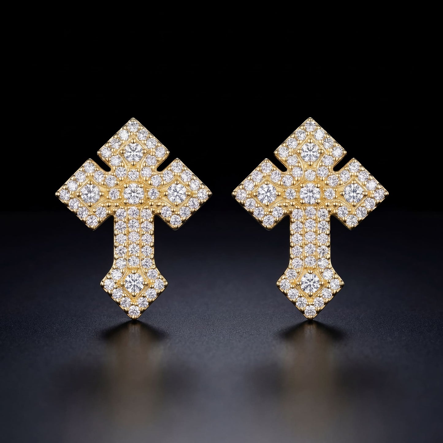 ICED OUT "CROSS V2" OHRRINGE - ICERAIN JEWELRY