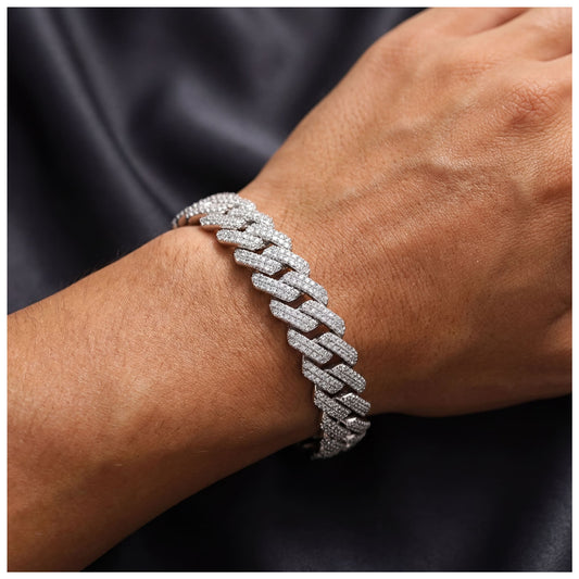 ICED OUT 10-14MM "SILVER PRONG CUBAN" ARMBAND [HEAVY VERSION] - ICERAIN JEWELRY