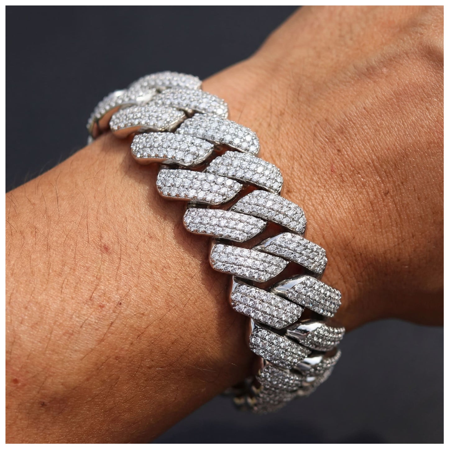 ICED OUT 25MM "SILVER PRONG CUBAN" ARMBAND - ICERAIN JEWELRY