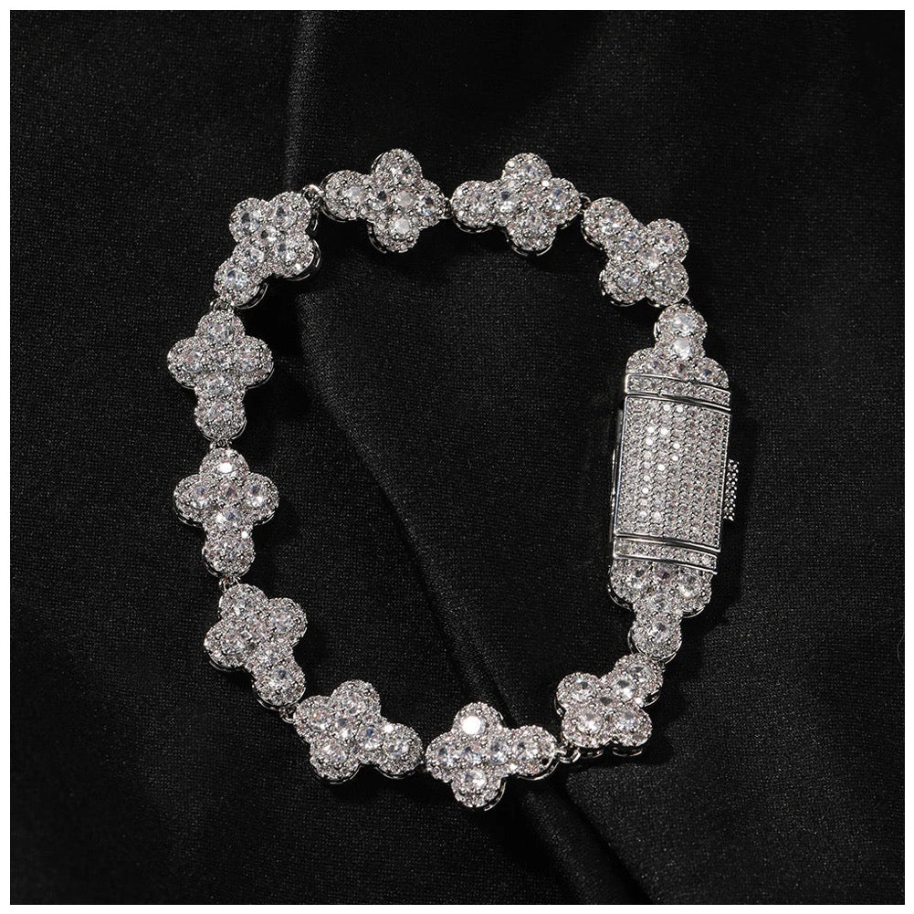 ICED OUT 11MM "SILVER CROSS" ARMBAND - ICERAIN JEWELRY