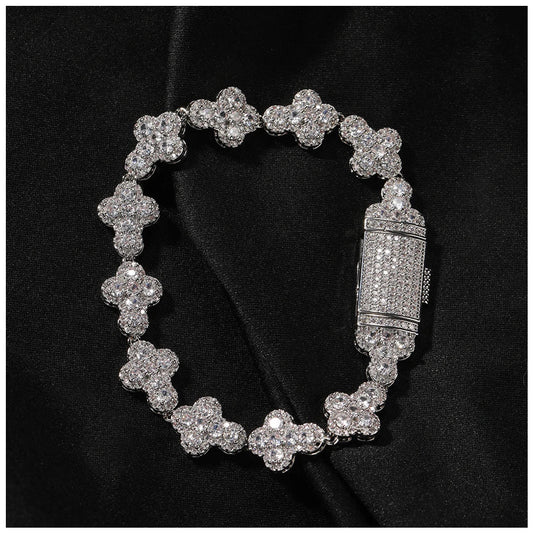 ICED OUT 11MM "SILVER CROSS" ARMBAND - ICERAIN JEWELRY