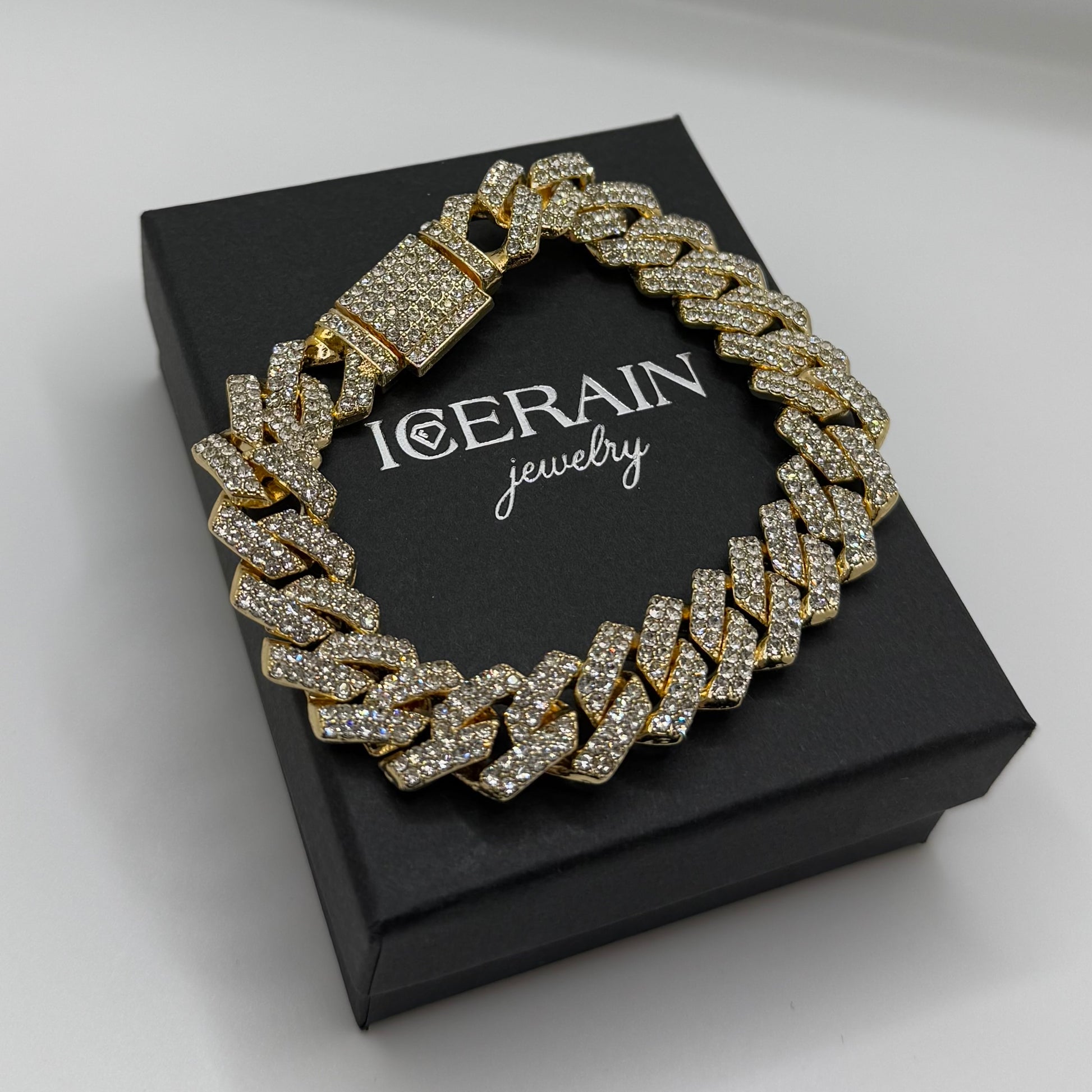 ICED OUT 14MM "GOLD PRONG CUBAN" ARMBAND - ICERAIN JEWELRY