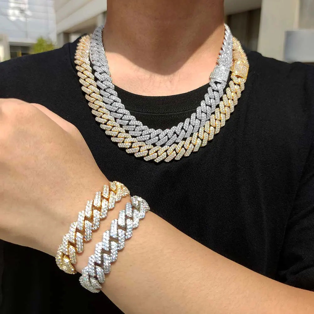 ICED OUT 10-14MM "SILVER PRONG CUBAN" KETTE [HEAVY VERSION]