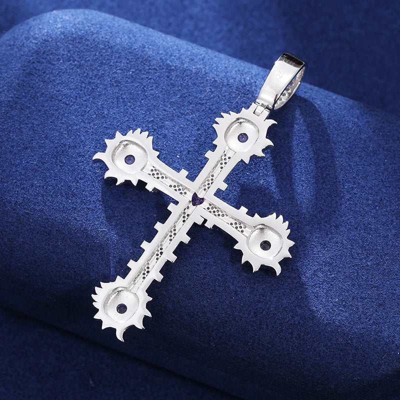 ICED OUT MOISSANITE "CROSS V5" WEISSGOLD 925S SILVER KETTE - ICERAIN JEWELRY
