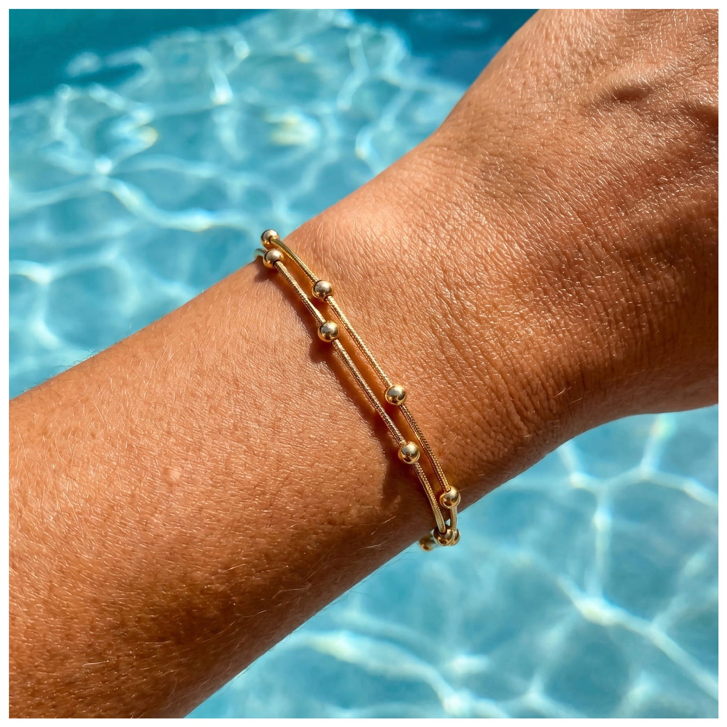 925S SILVER 14K GOLD 0,9MM "SATELLITE" ARMBAND - ICERAIN JEWELRY