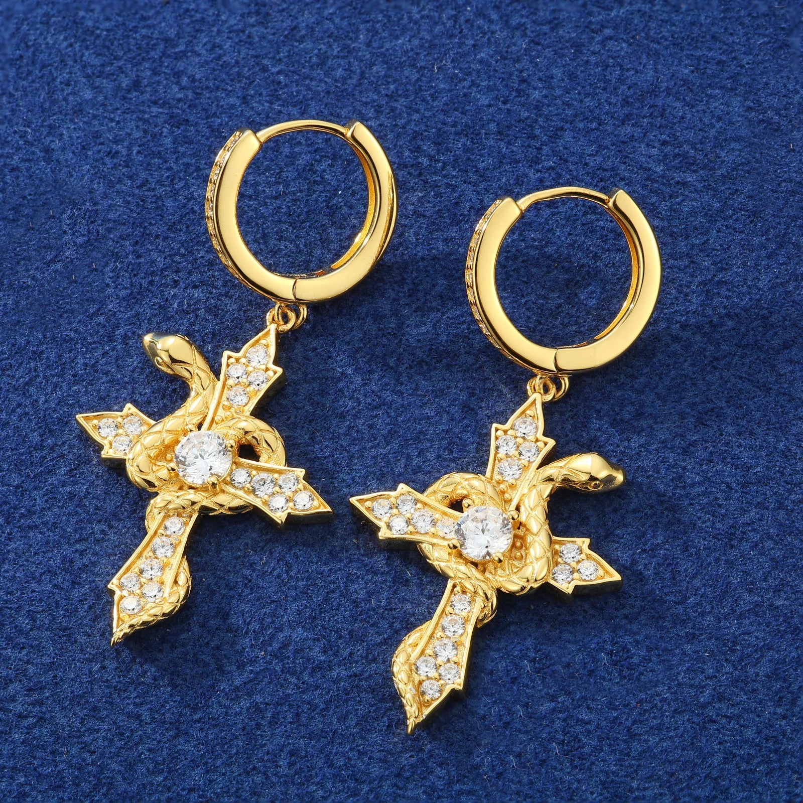 ICED OUT MOISSANITE "VIPER CROSS" WEISSGOLD 925S SILVER OHRRINGE - ICERAIN JEWELRY