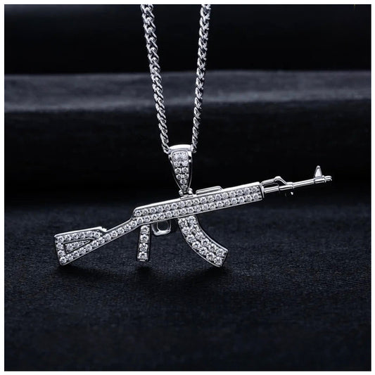 ICED OUT MOISSANITE "AK47" WEISSGOLD 925S SILVER KETTE - ICERAIN JEWELRY