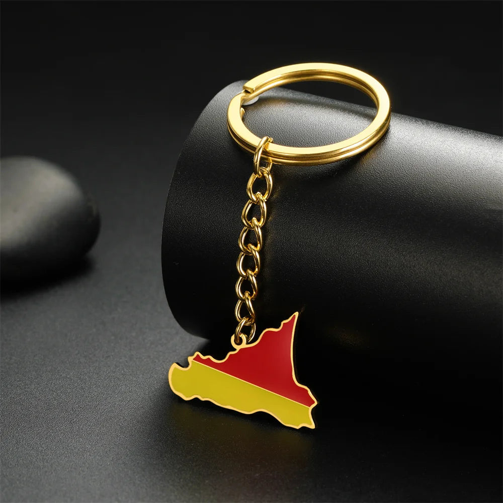 EDELSTAHL "ITALY SICILIA" SCHLÜSSELANHÄNGER - ICERAIN JEWELRY