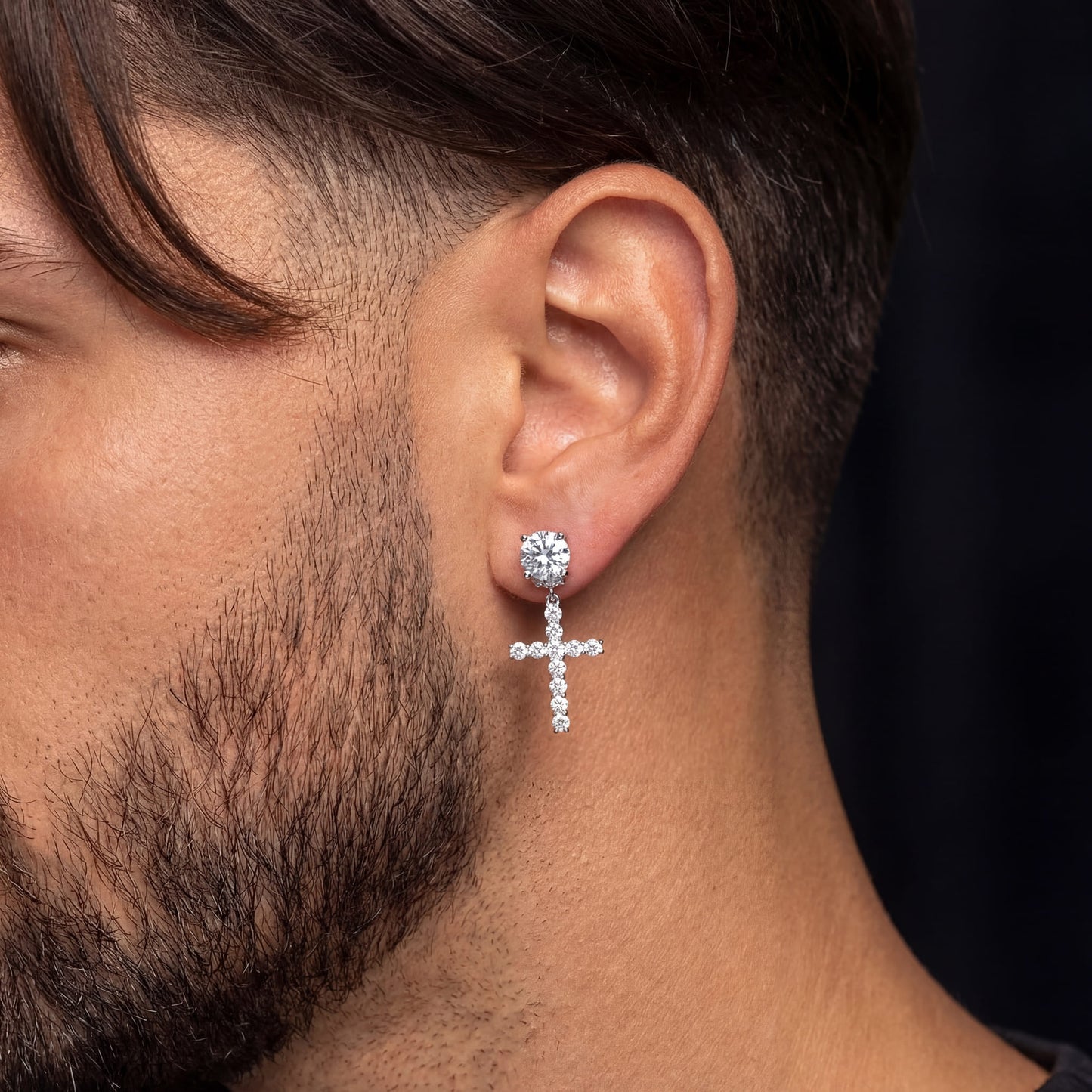 ICED OUT "SILVER LUXURY CROSS" OHRRINGE - ICERAIN JEWELRY