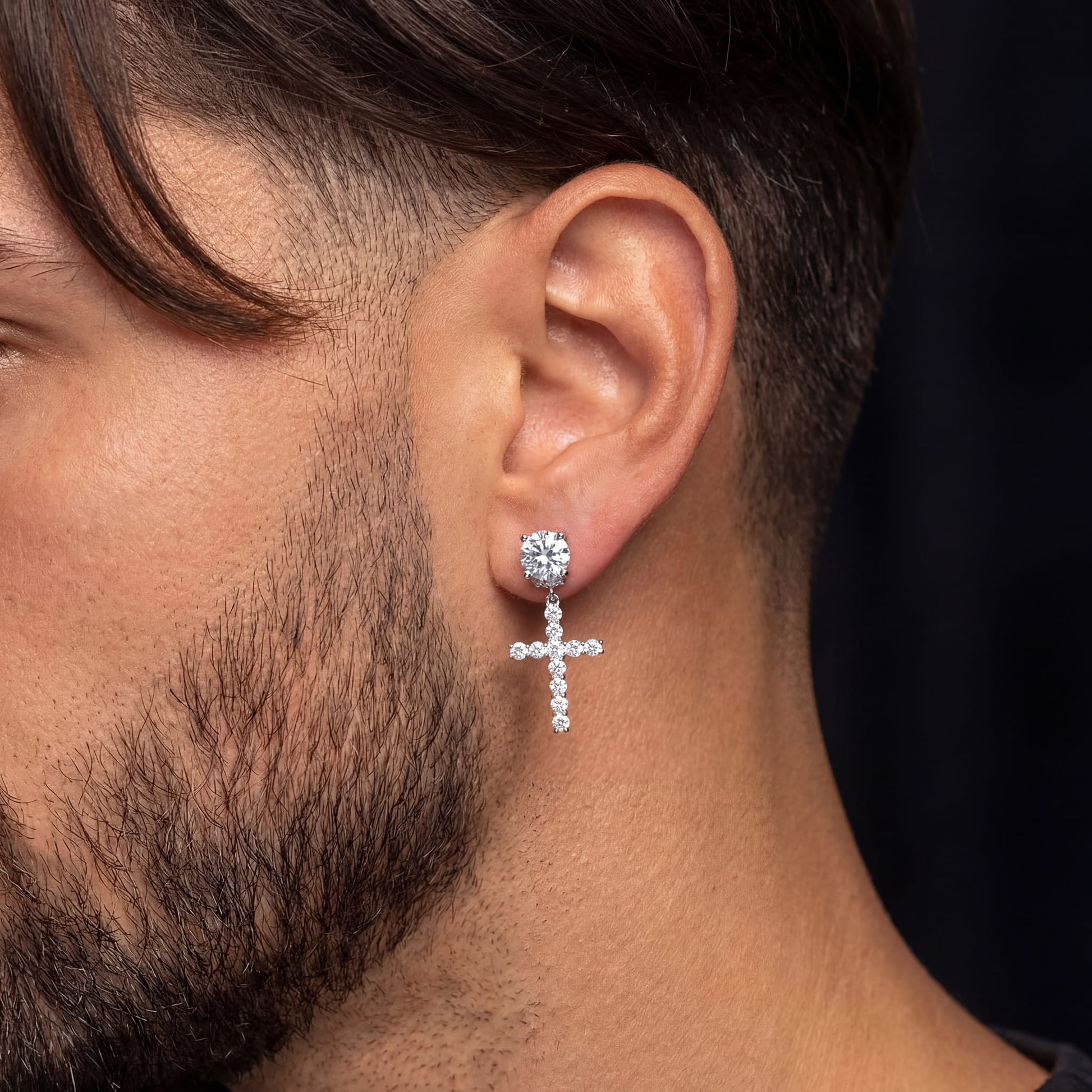 ICED OUT "SILVER LUXURY CROSS" OHRRINGE - ICERAIN JEWELRY