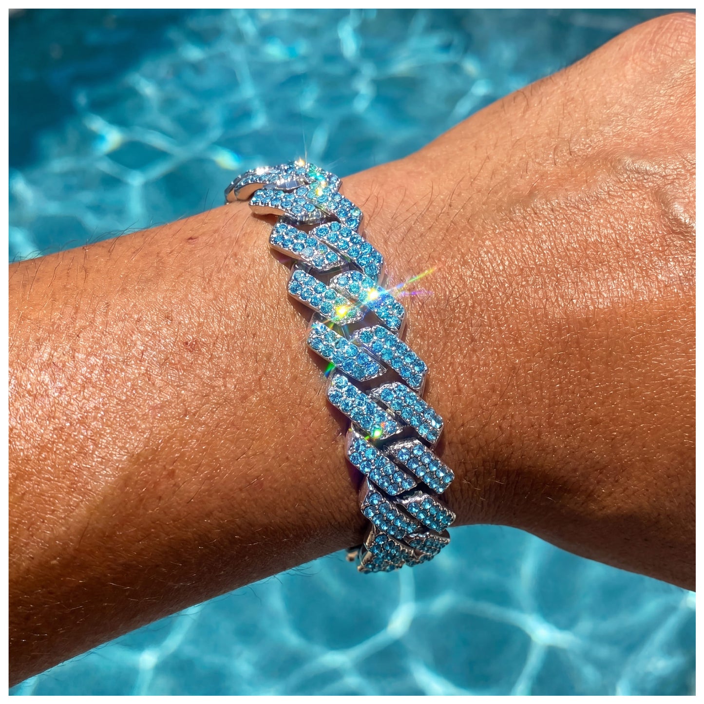 ICED OUT 14MM "BLUE PRONG CUBAN" ARMBAND [CLASSIC VERSION] - ICERAIN JEWELRY