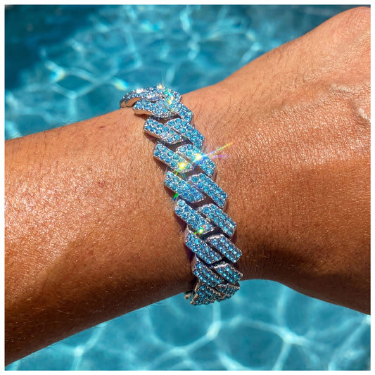 ICED OUT 14MM "BLUE PRONG CUBAN" ARMBAND [CLASSIC VERSION] - ICERAIN JEWELRY