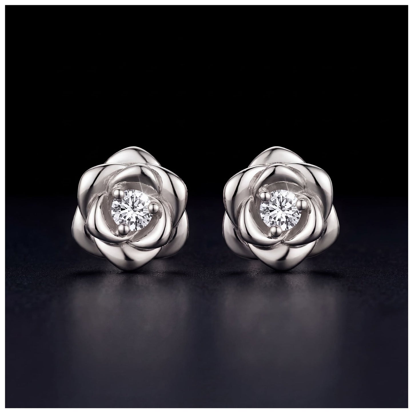 SALE | ICED OUT "SILVER ROSE" OHRRINGE - ICERAIN JEWELRY