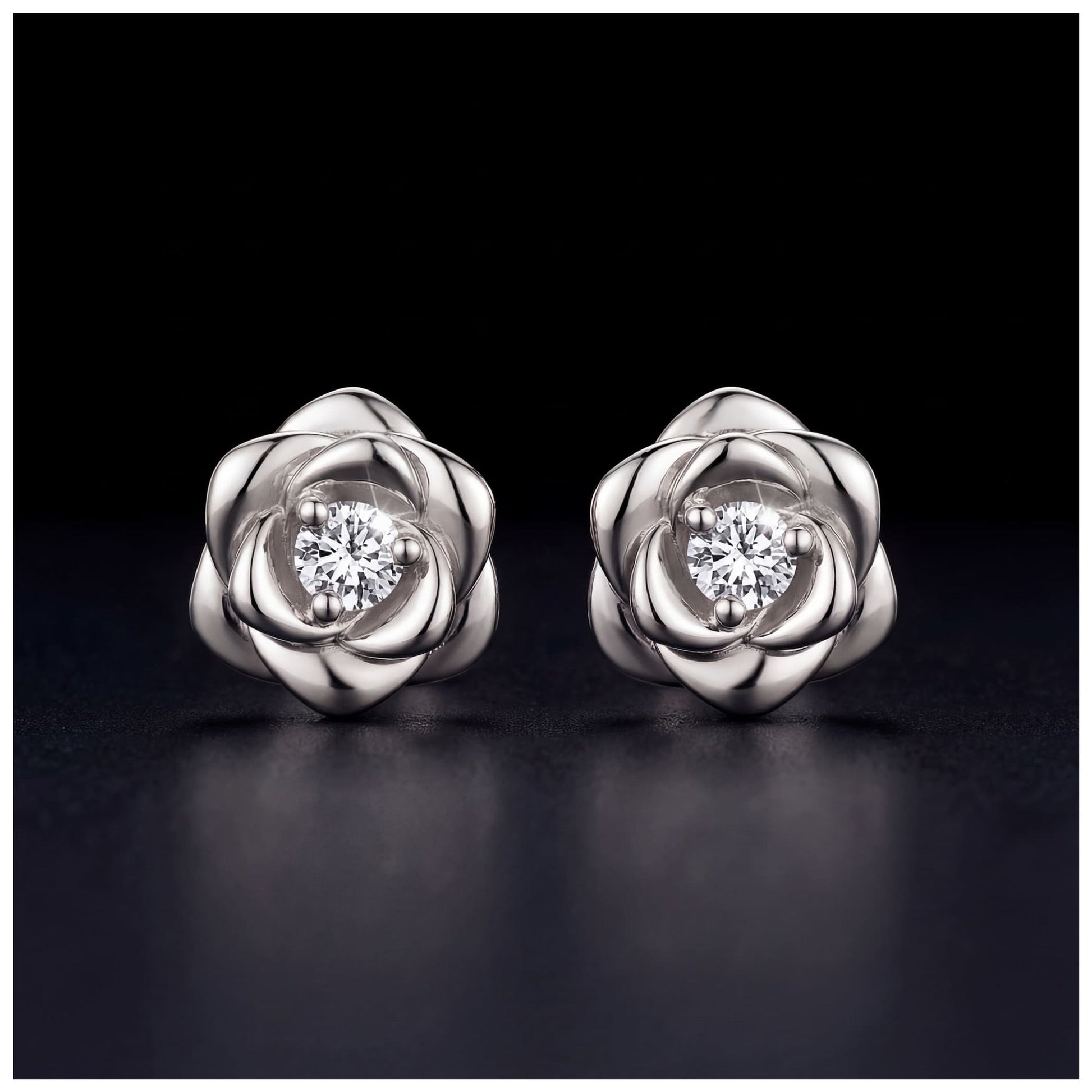 SALE | ICED OUT "SILVER ROSE" OHRRINGE - ICERAIN JEWELRY