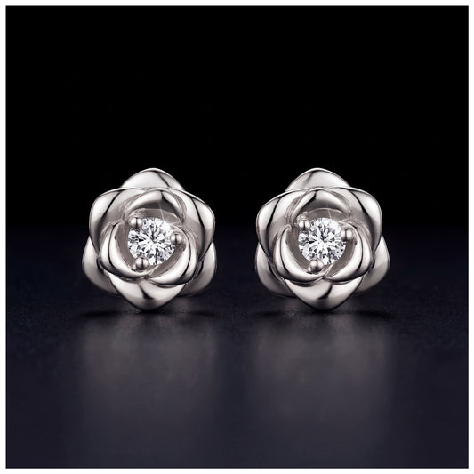 SALE | ICED OUT "SILVER ROSE" OHRRINGE - ICERAIN JEWELRY