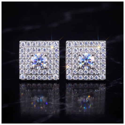 ICED OUT MOISSANITE "CLASSICO" WEISSGOLD 925S SILVER OHRRINGE
