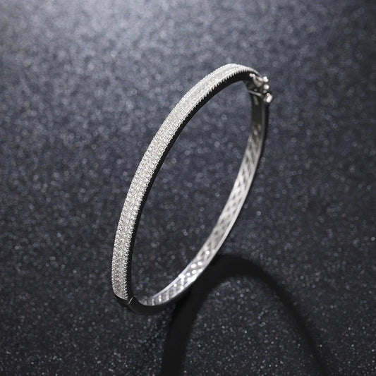 ICED OUT 4MM MOISSANITE "MANCHET" WEISSGOLD 925S SILVER ARMREIF - ICERAIN JEWELRY