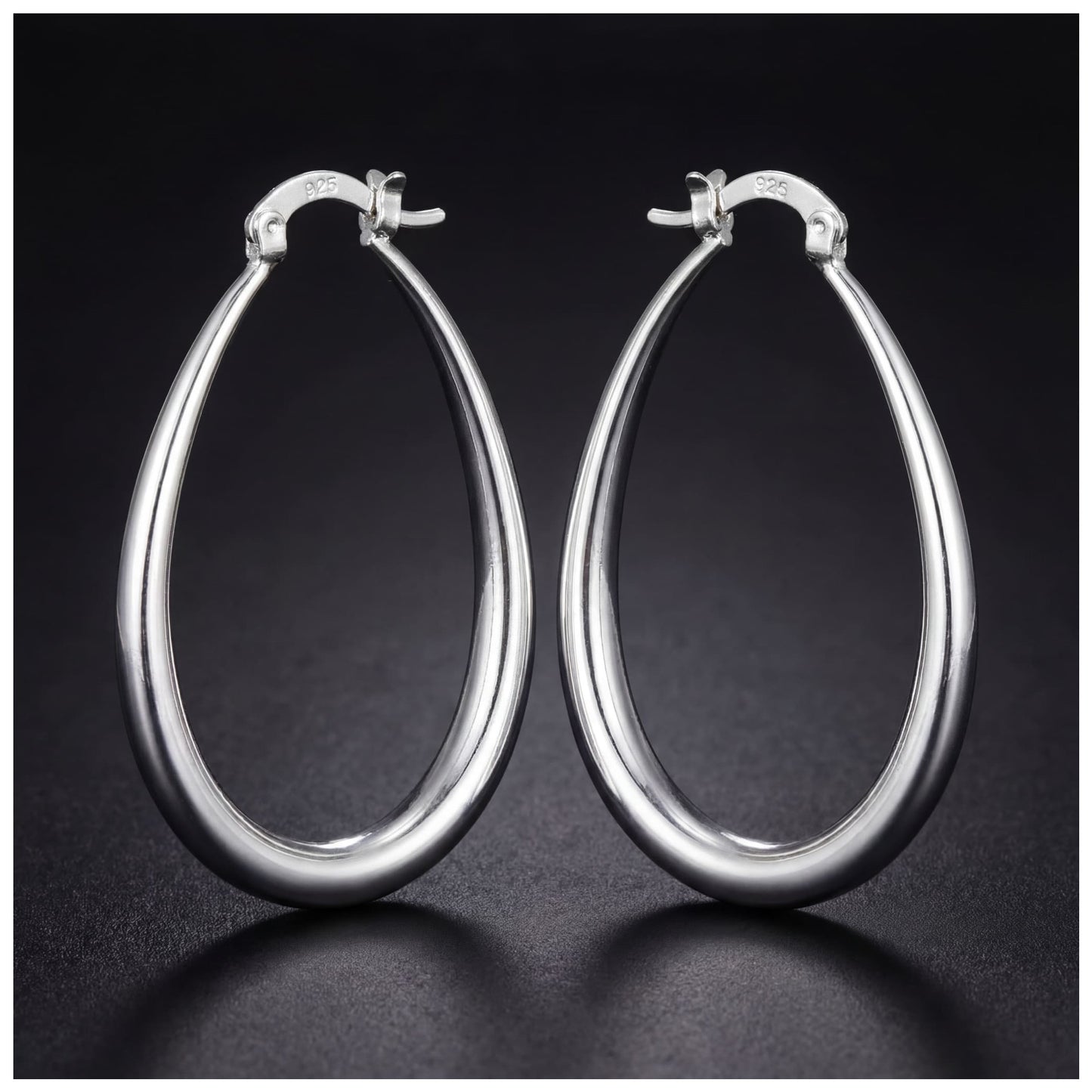 925S SILVER "OVAL HOOP" OHRRINGE - ICERAIN JEWELRY