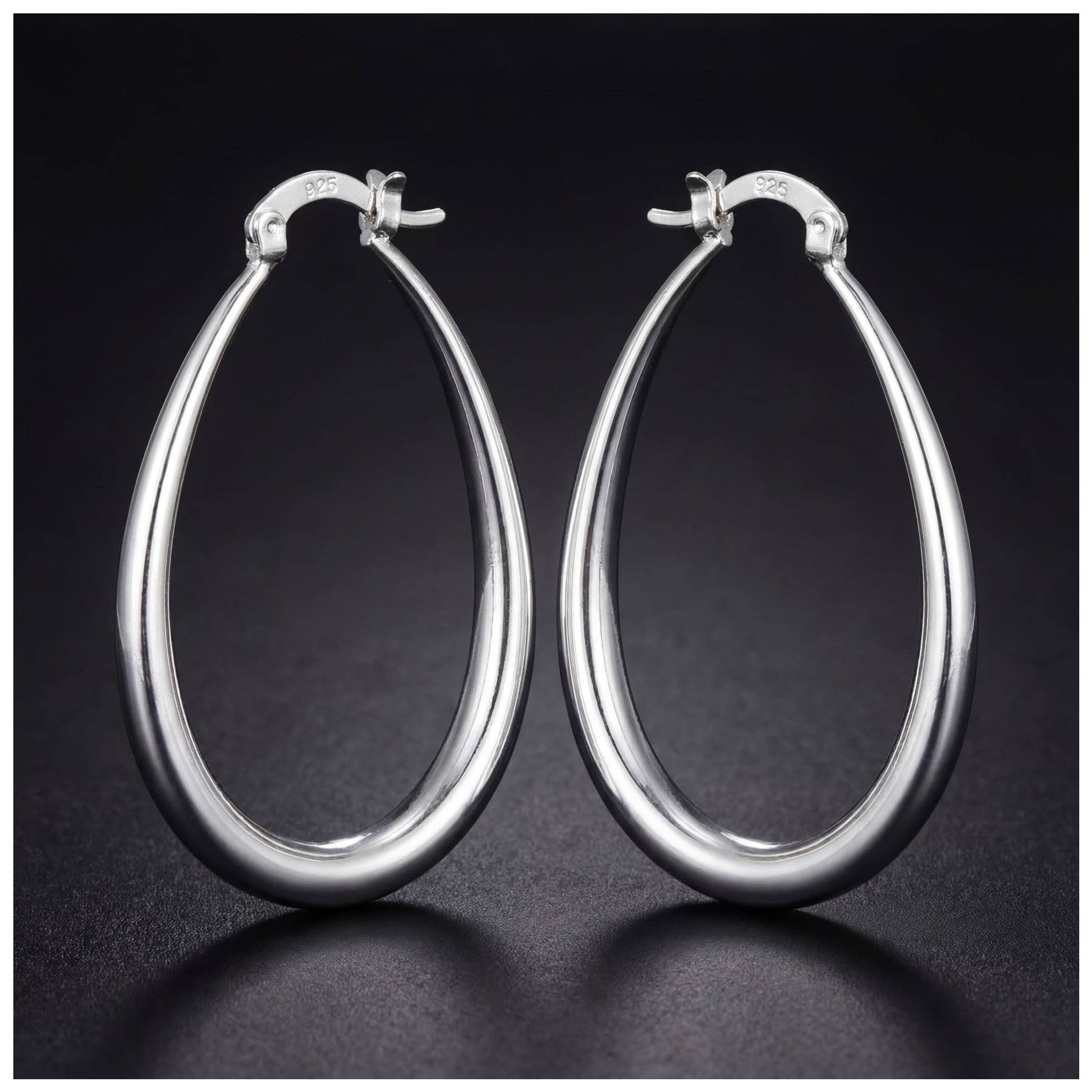 925S SILVER "OVAL HOOP" OHRRINGE - ICERAIN JEWELRY