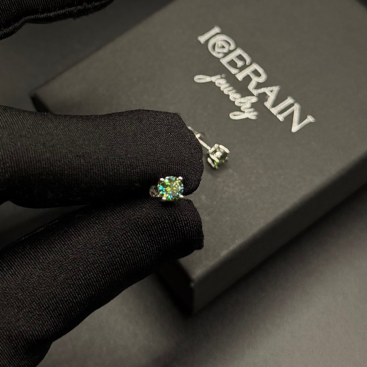 ICED OUT MOISSANITE "GREEN PAROLO" WEISSGOLD 925S SILVER OHRRINGE - ICERAIN JEWELRY