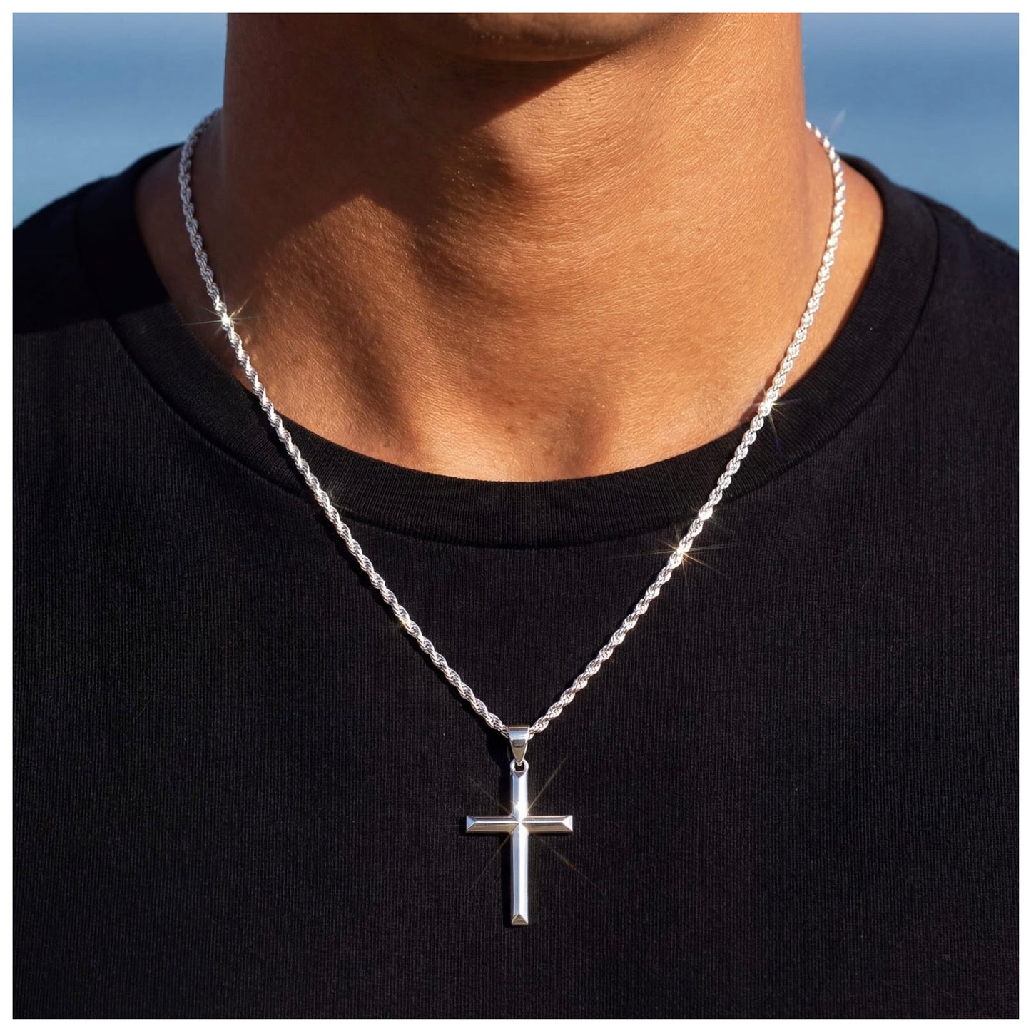 925S SILVER "SILVER CROSS" KETTE - ICERAIN JEWELRY