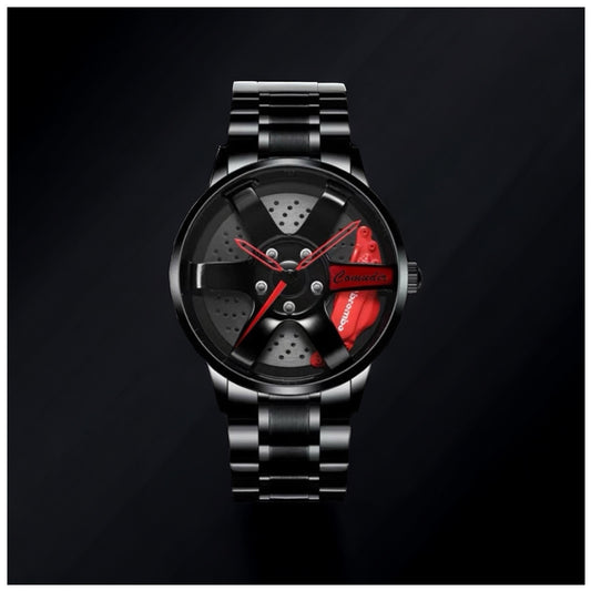 Sale | Luxus Sport Red/Edelstahl "Gigili" Felgen Uhr