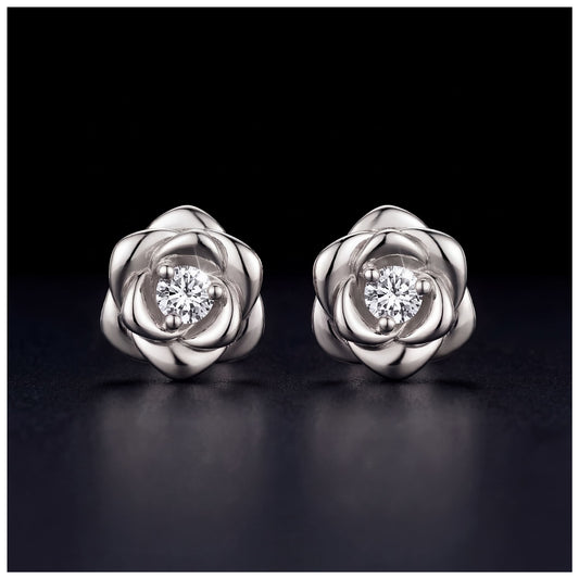 ICED OUT "SILVER ROSE" OHRRINGE - ICERAIN JEWELRY