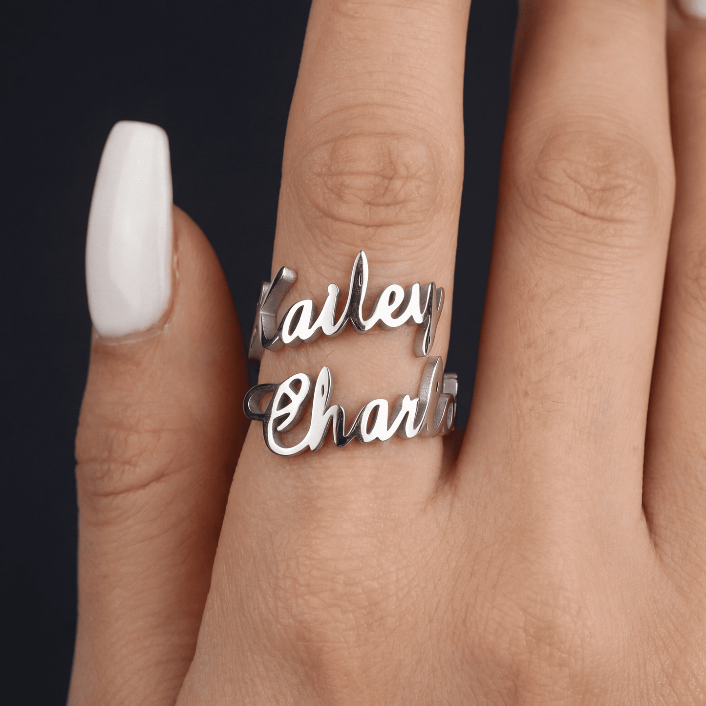 PERSONALISIERTER EDELSTAHL "DOUBLENAME" RING - ICERAIN JEWELRY
