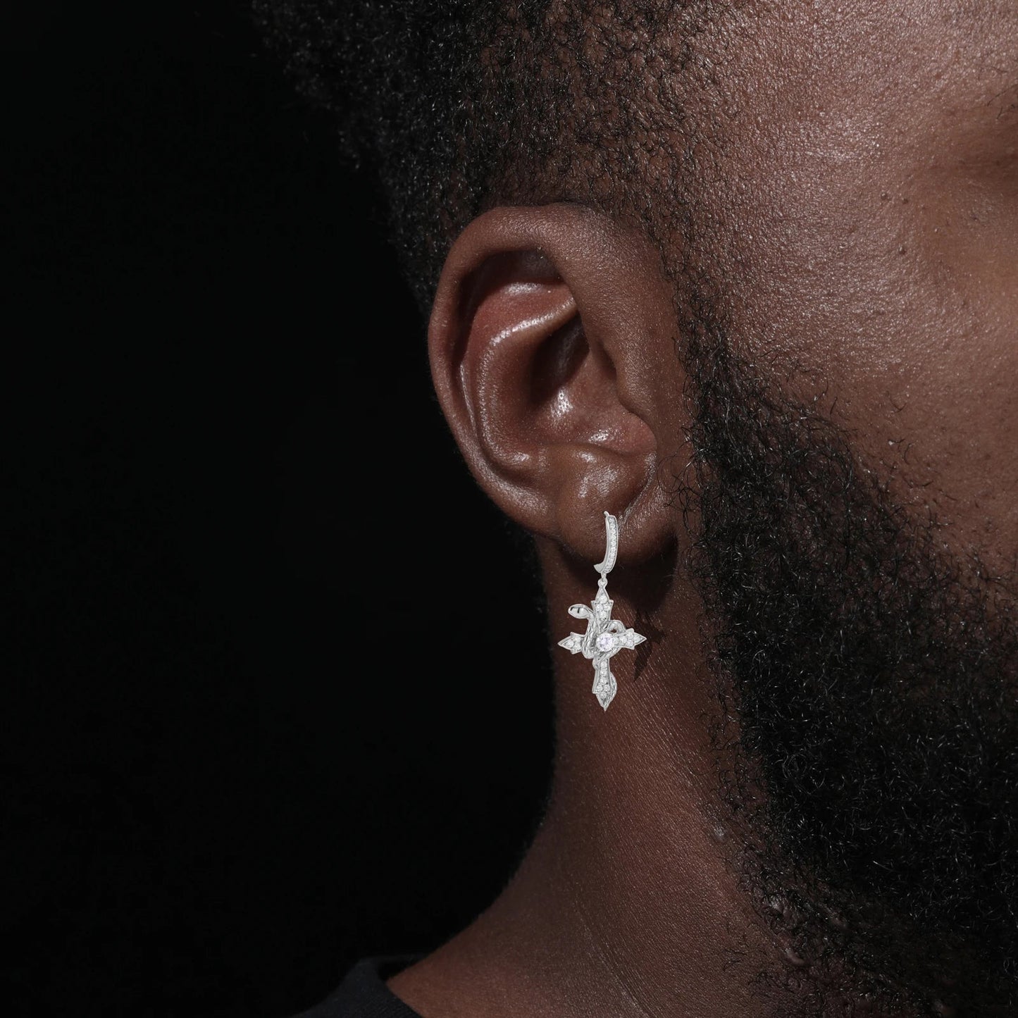 ICED OUT MOISSANITE "VIPER CROSS" WEISSGOLD 925S SILVER OHRRINGE - ICERAIN JEWELRY