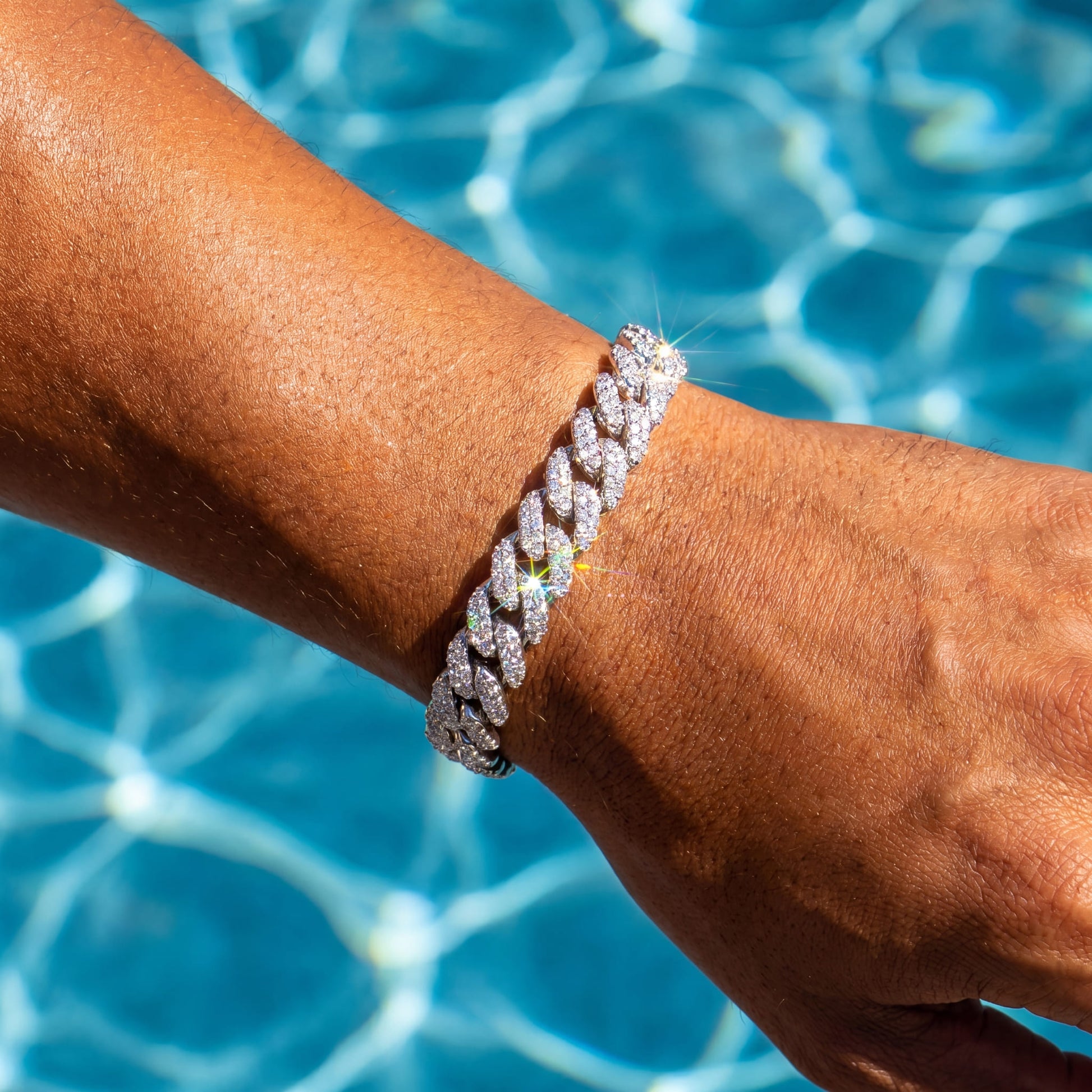 ICED OUT 9MM "SILVER CHOPPER CUBAN" ARMBAND - ICERAIN JEWELRY